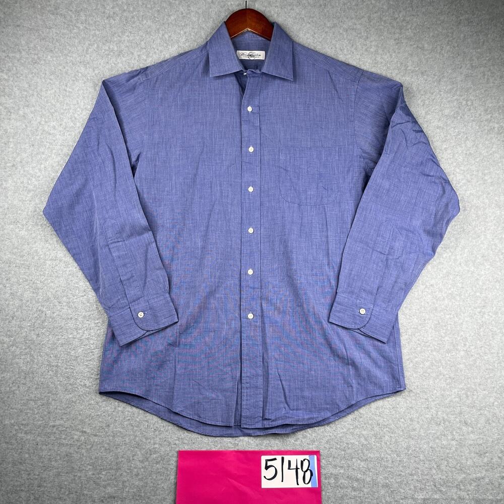 Brooks Brothers Shirt 15.5 Heather Blue Button Up Long Sleeve Casual Mens